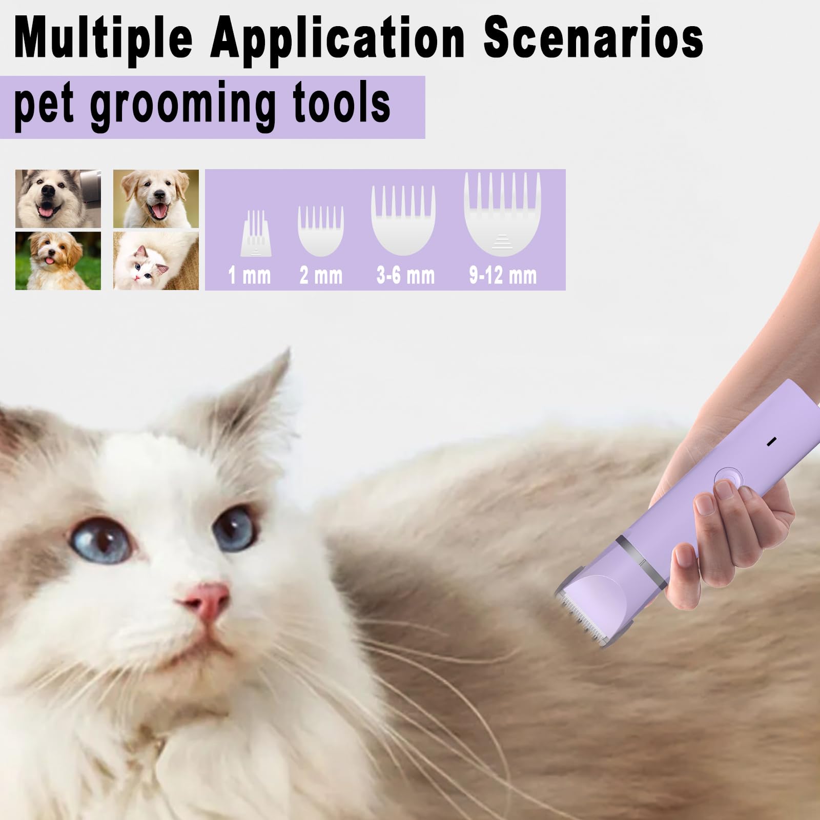 Veeconn in-use with pet demonstrates safe, precise trimming.