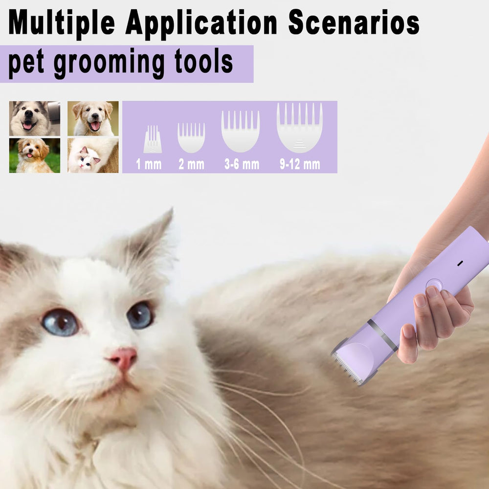 Veeconn in-use with pet demonstrates safe, precise trimming.