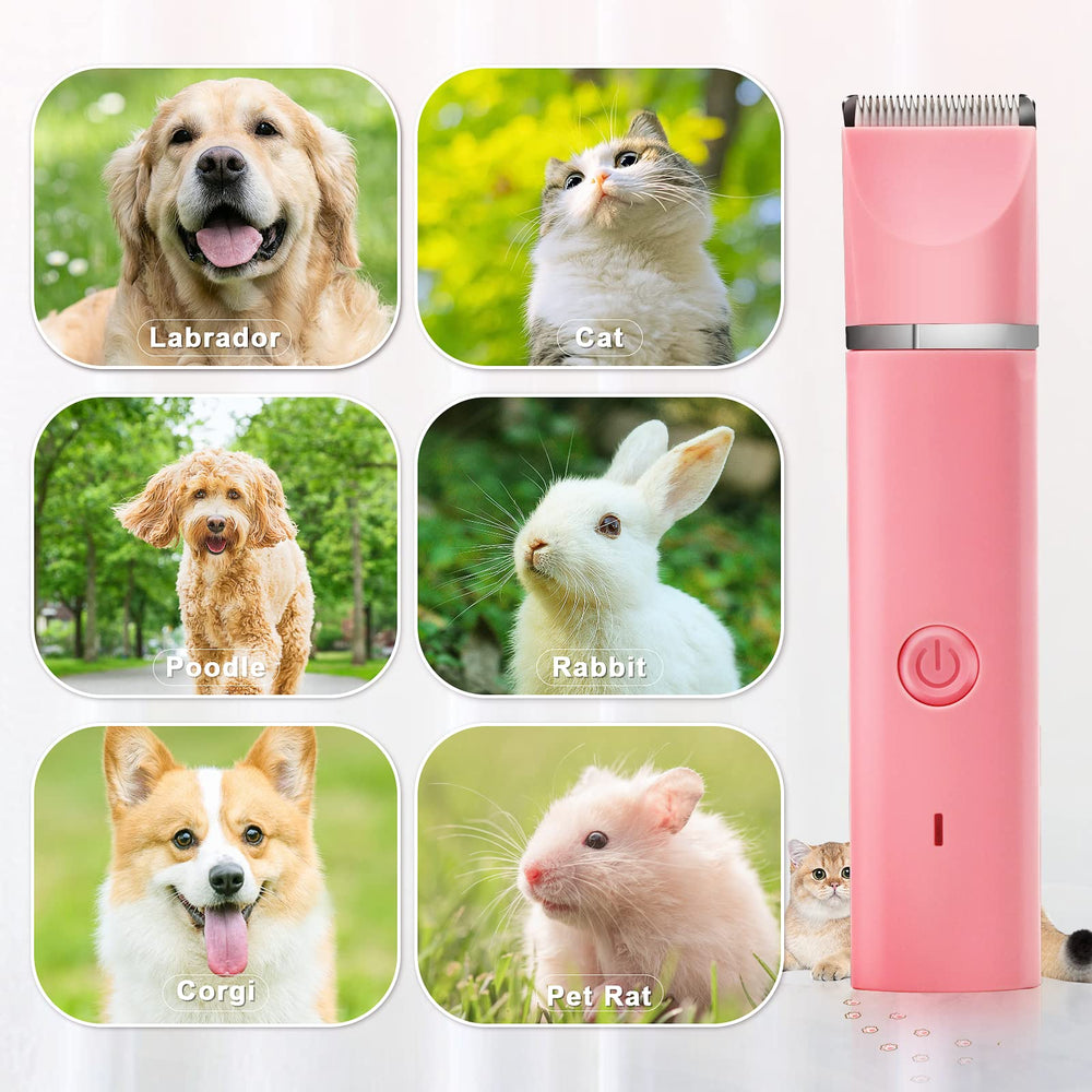 Veeconn dog grooming clippers kit pink compact size, lightweight 310g for comfortable handling.