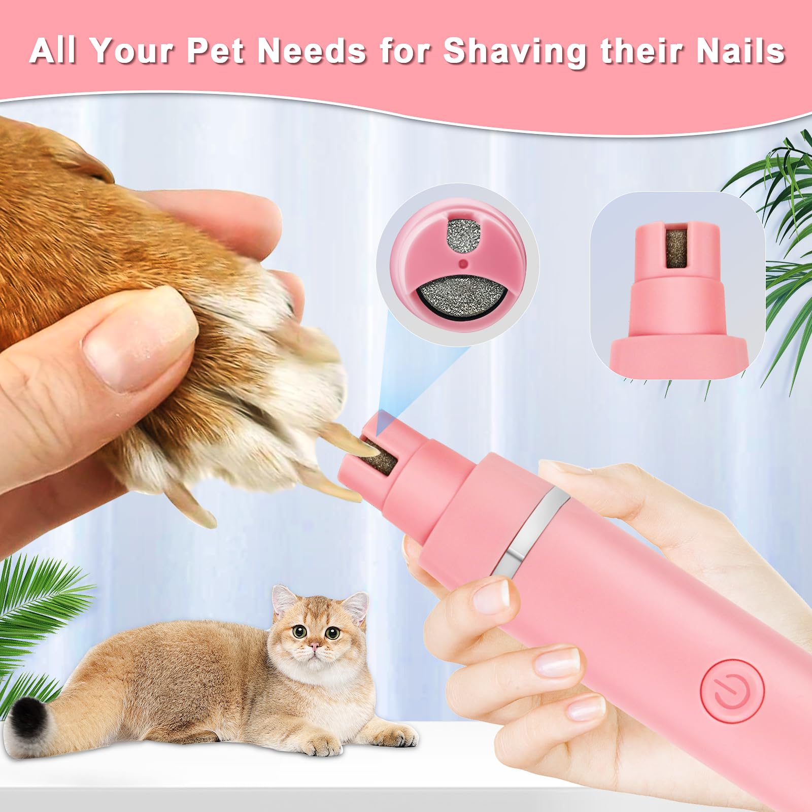 Veeconn dog grooming clippers kit pink in-use view, easy cordless grooming during visits.