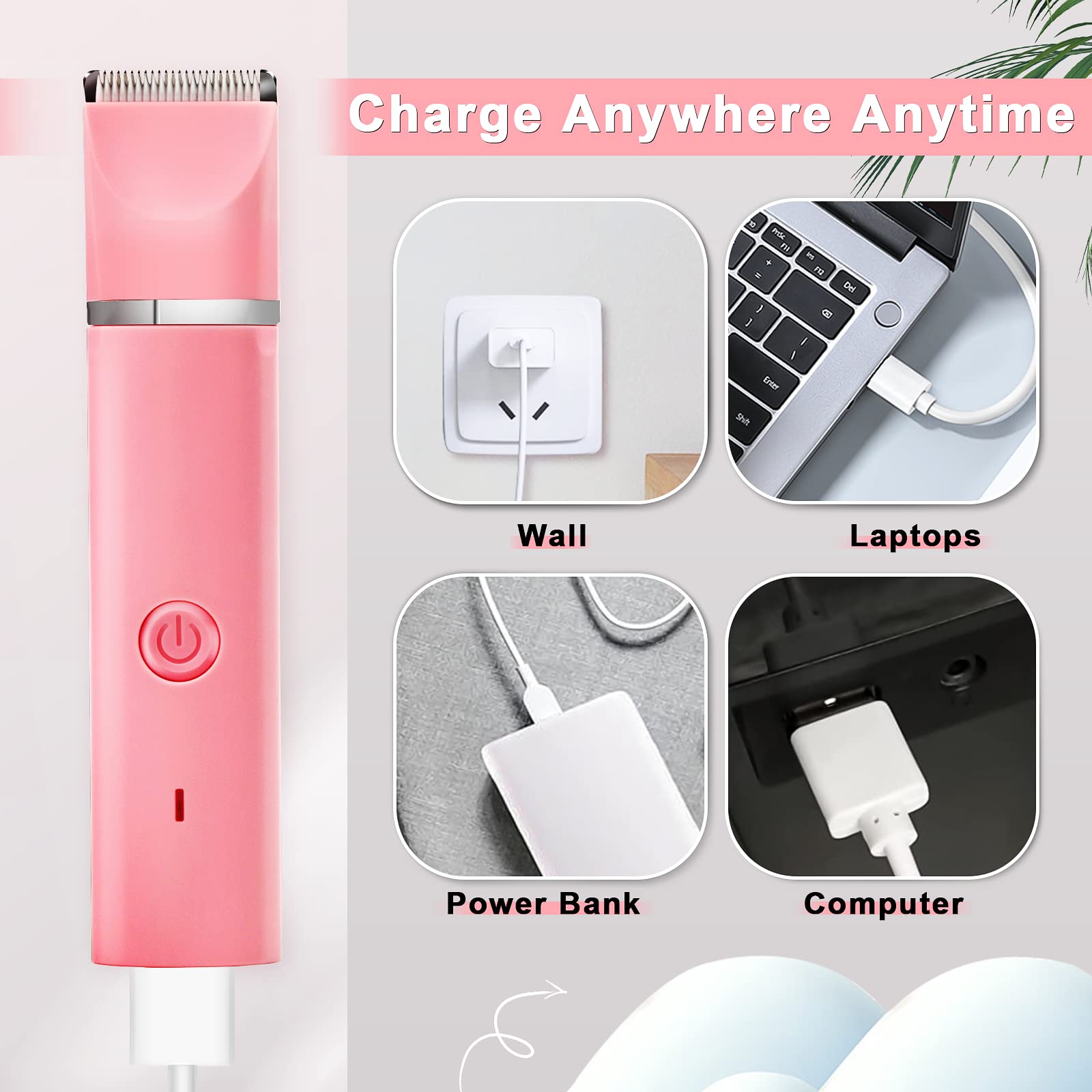 Veeconn dog grooming clippers kit pink washable design, easy cleaning under tap.