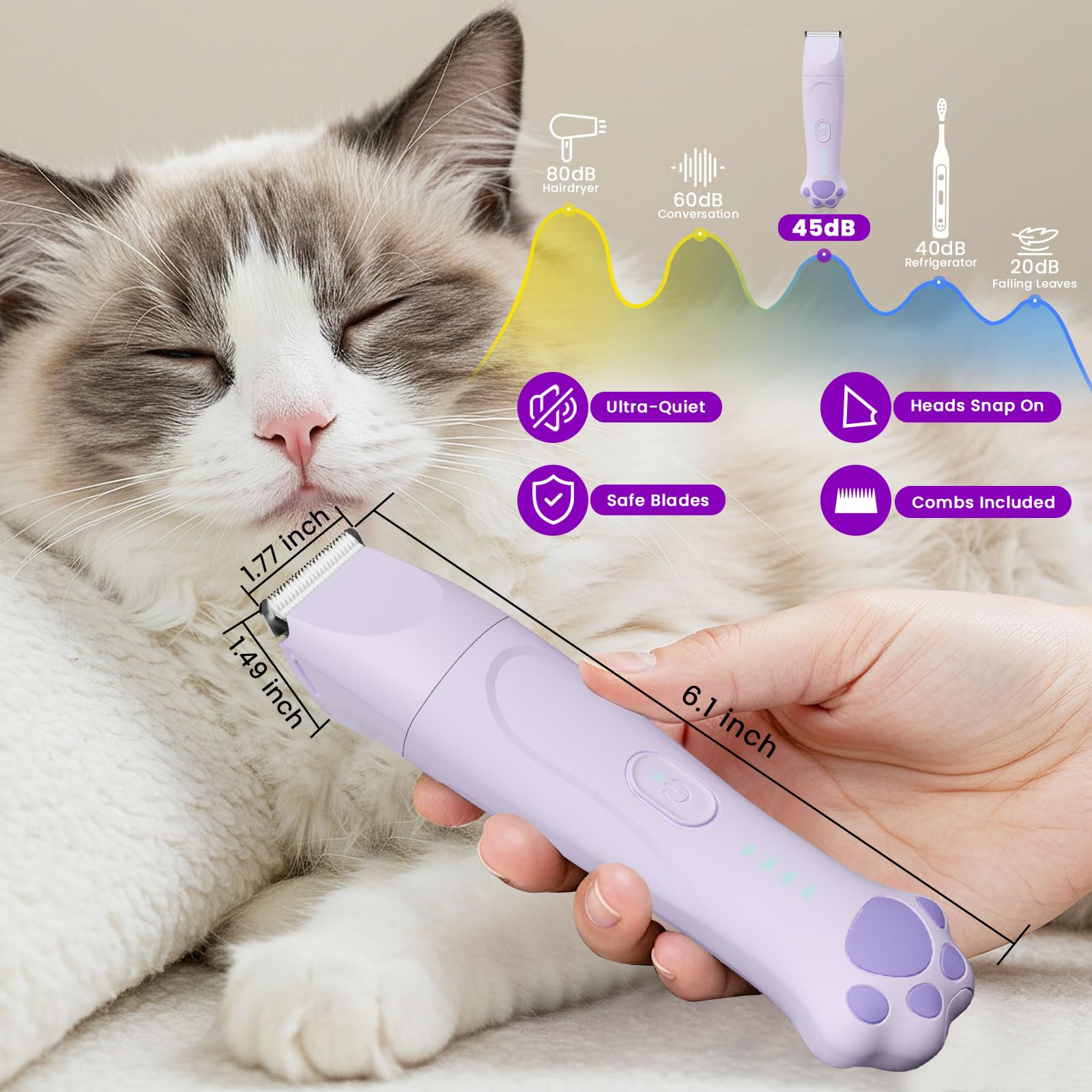 Veeconn paw-trimmer-7000rpm-motor delivers strong trimming power with smooth operation.