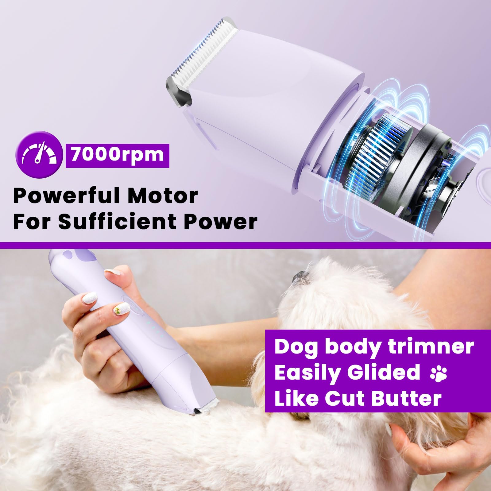 Veeconn paw-trimmer-ipx7-waterproof allows easy cleaning and wet fur trimming.
