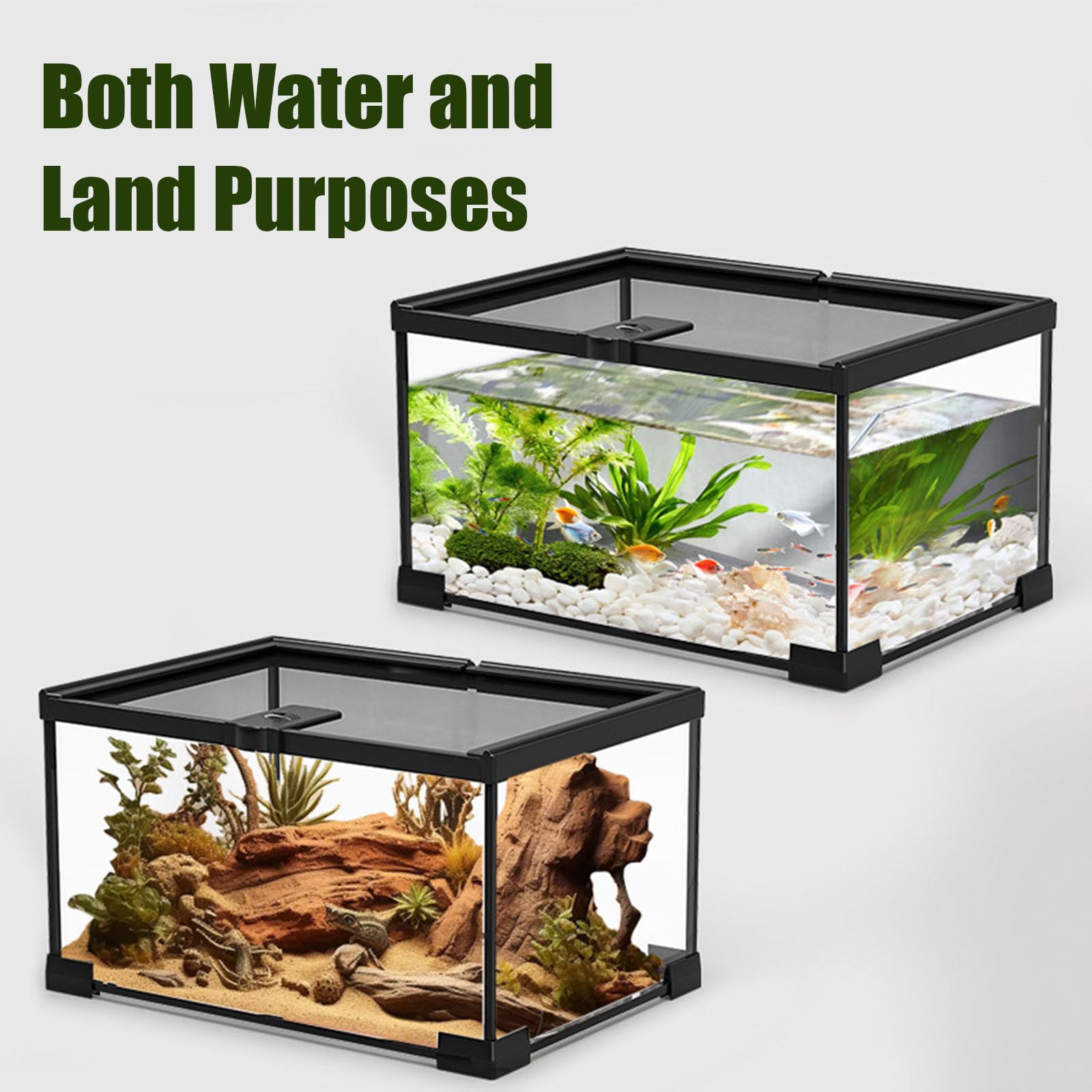 veectgoo small reptile glass terrarium compact stackable design saves space for multiple pets.