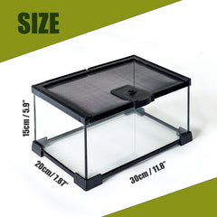 veectgoo small reptile glass terrarium lockable top provides secure ventilation and escape prevention.