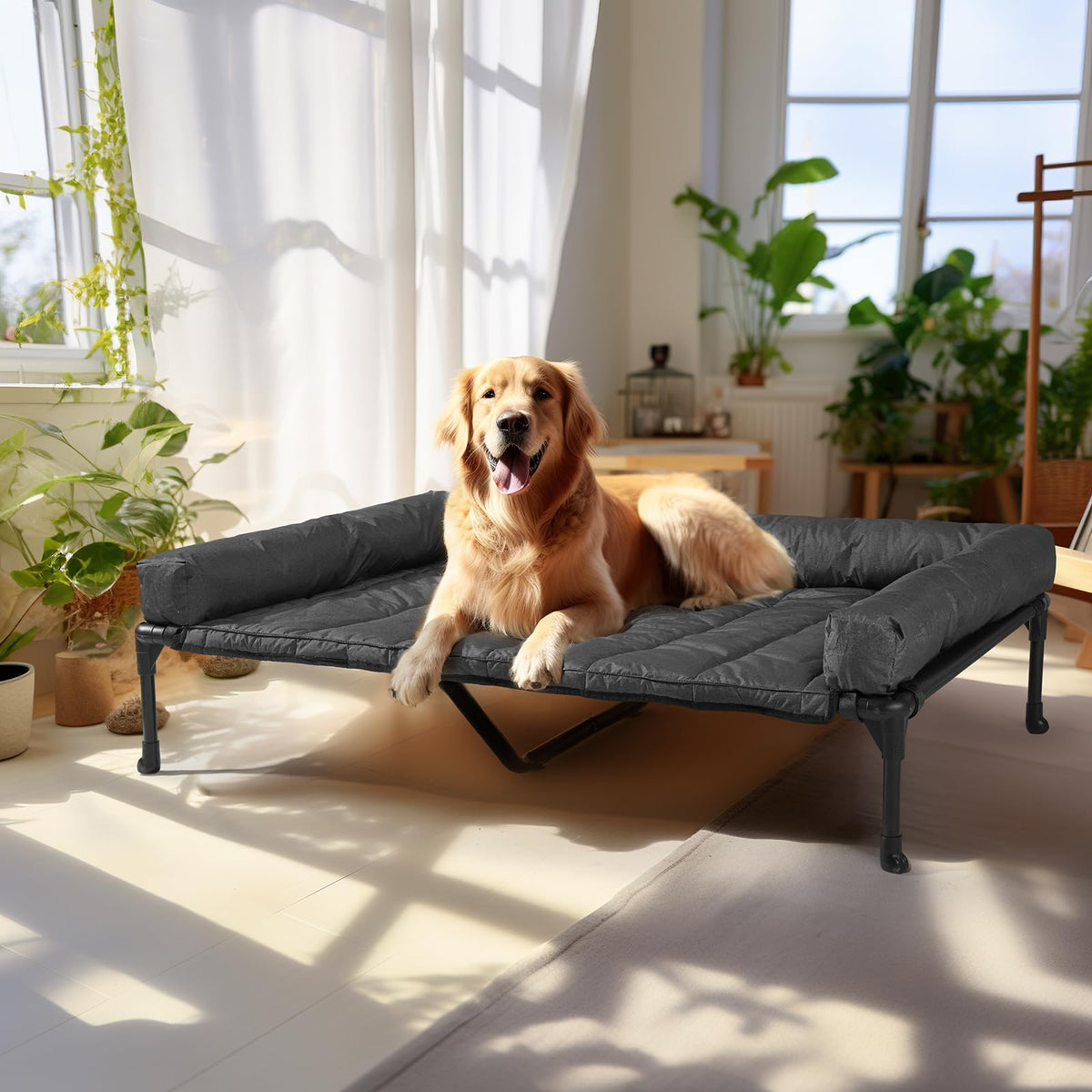 Veehoo cooling elevated dog bed frame provides elevated comfort for active dogs