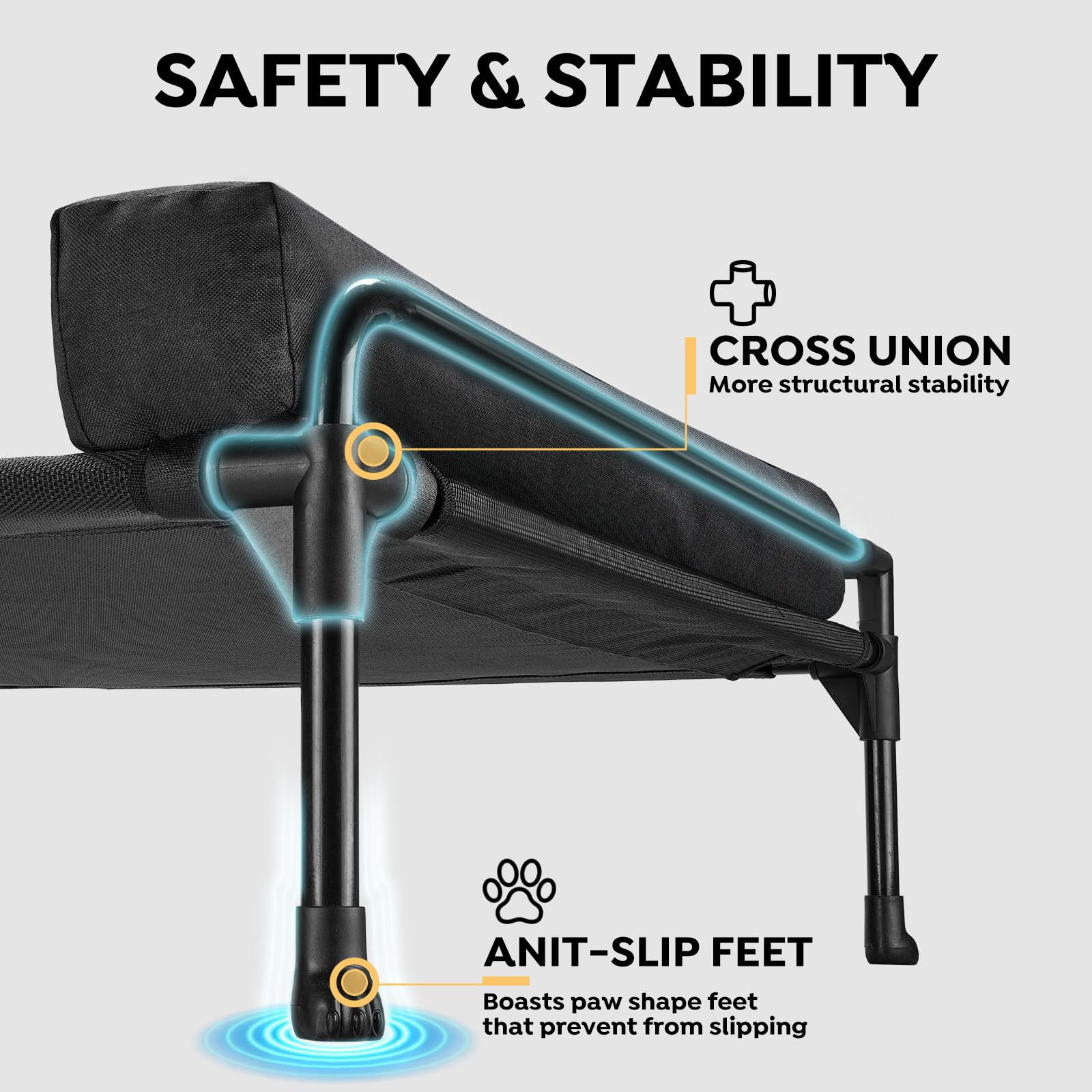 Veehoo three-sided bolster provides secure, cozy edge support for lounging.
