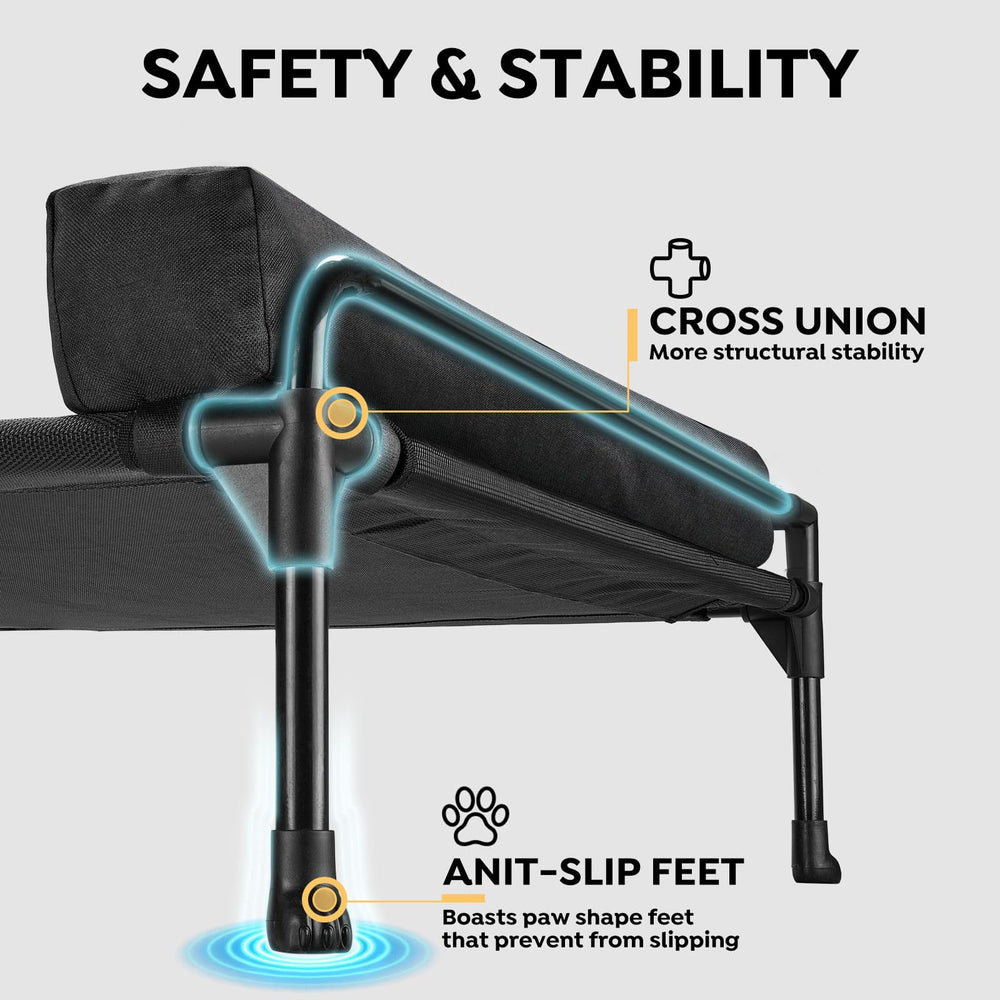 Veehoo three-sided bolster provides secure, cozy edge support for lounging.