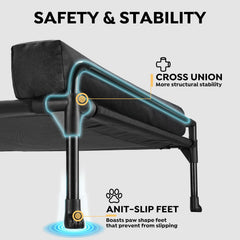 Veehoo three-sided bolster provides secure, cozy edge support for lounging.