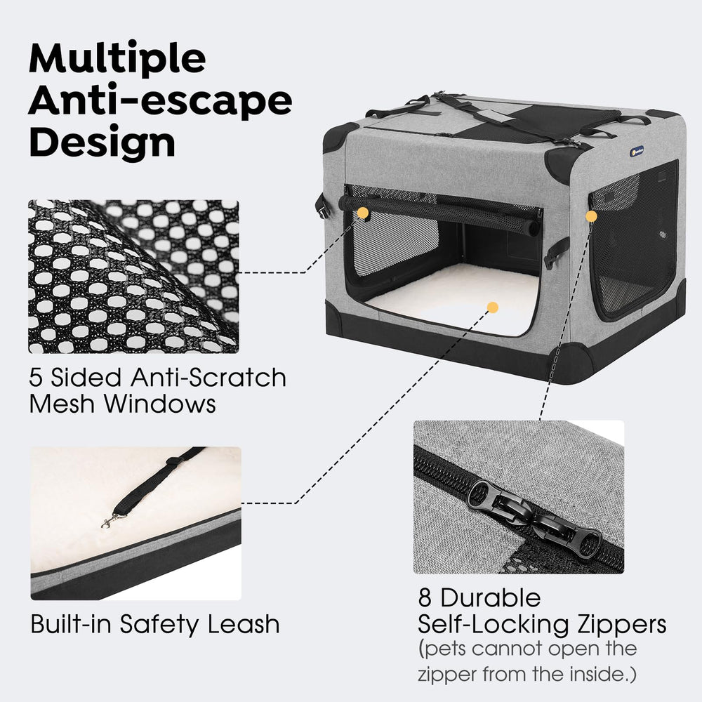 Veehoo anti-escape design with locking zippers for pet safety during travel