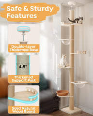Veehoo cat tree with 4.3-inch thick support column ensures stability