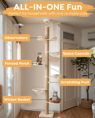 Veehoo cat tree wrapped in sisal posts encourages scratching