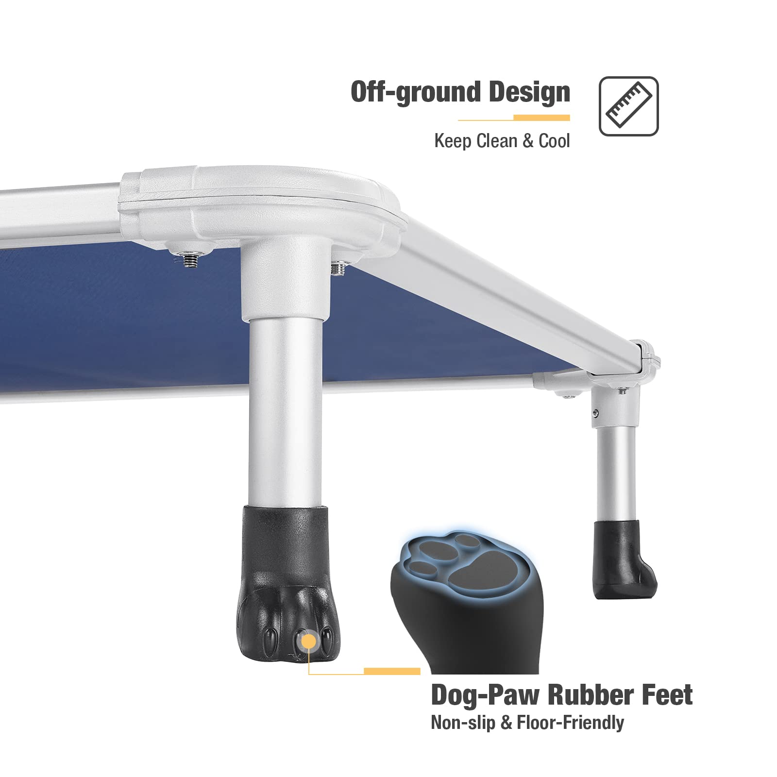 Veehoo elevated design sits 7 inches off the ground for cleaner rest.