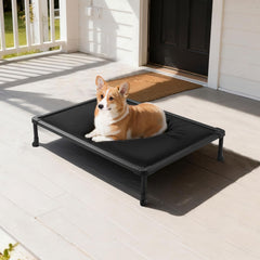 Veehoo Chew-Proof Elevated Bed 35inch front view shows sturdy frame for durable indoor use.