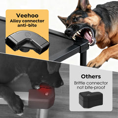 Veehoo chewproof dog bed frame emphasizes sturdy elevated design for reliable support.