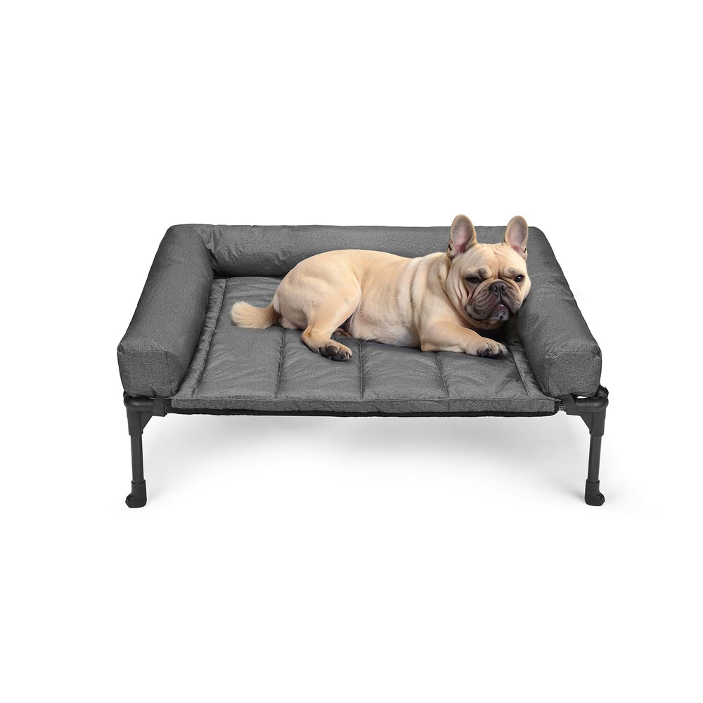 Veehoo cooling elevated dog bed with Teslin mesh delivers cooling comfort.