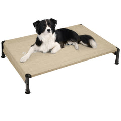 Veehoo cooling outdoor dog bed frame delivers sturdy support for large dogs outdoors.