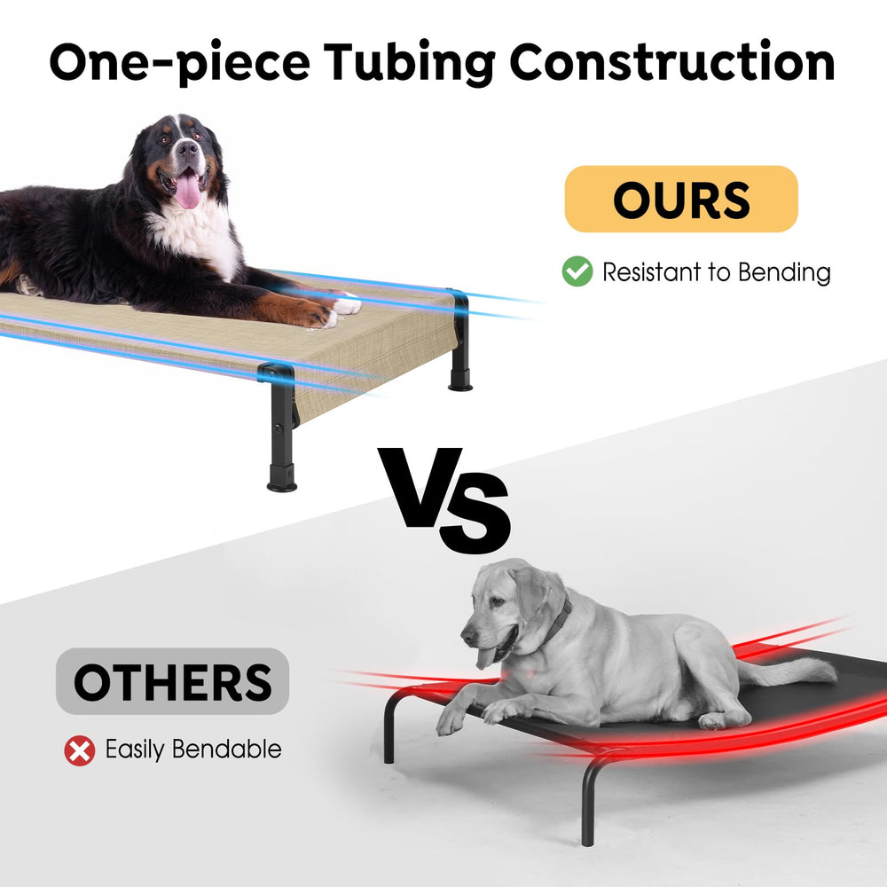 Veehoo cooling outdoor dog bed top view highlights spacious 41x27 inches for comfy naps.
