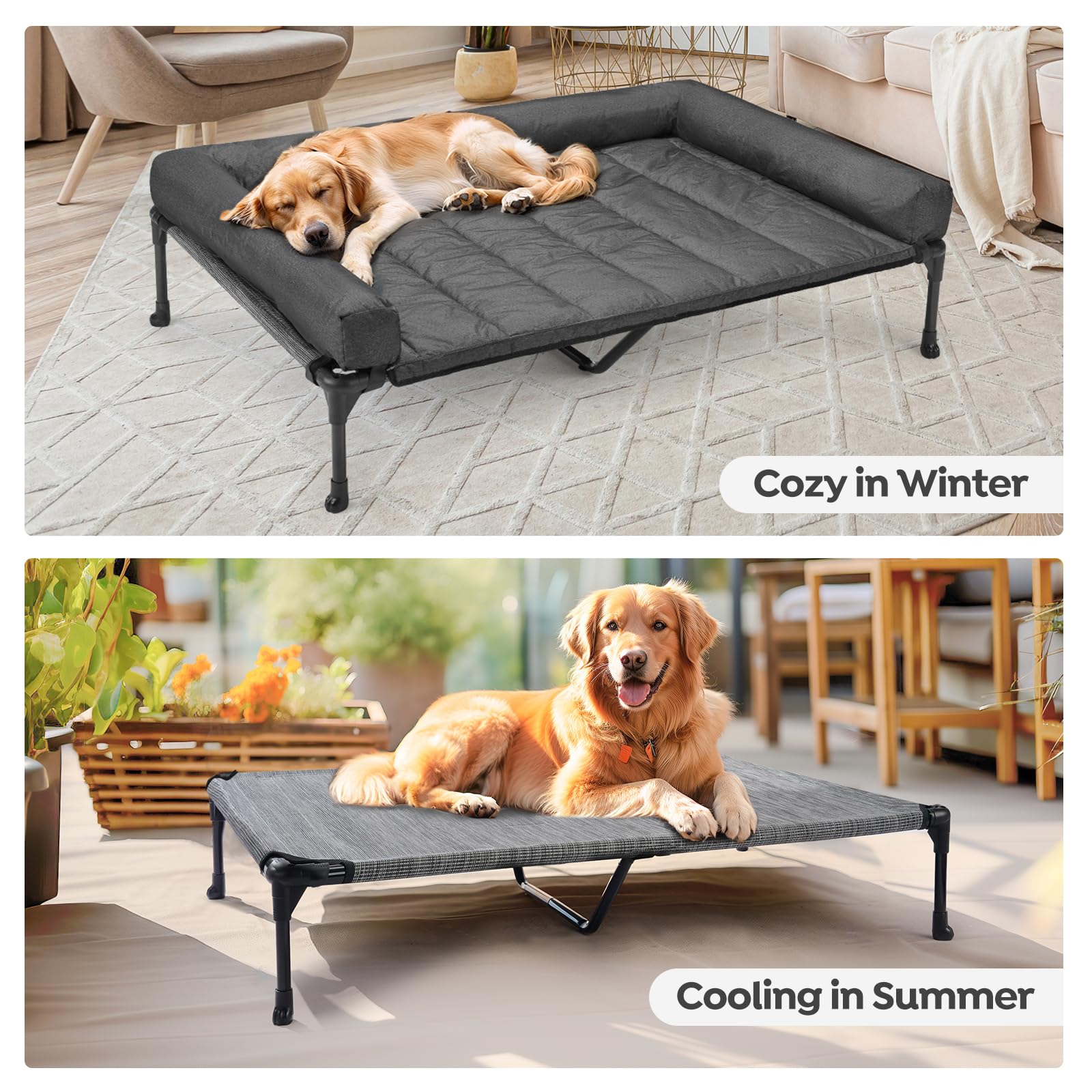 Veehoo Indoor Outdoor Dog Sofa Bed supports versatile use indoors or outdoors.