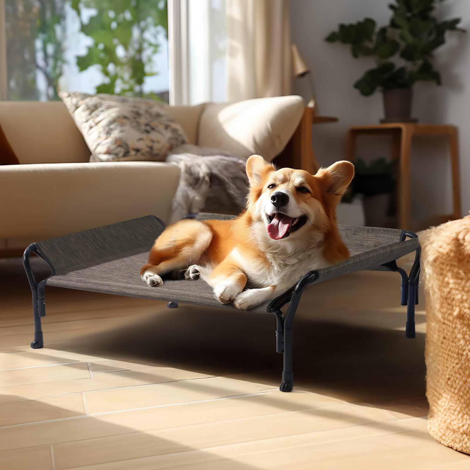 Veehoo bed suitable for both indoor and outdoor use with guardrails