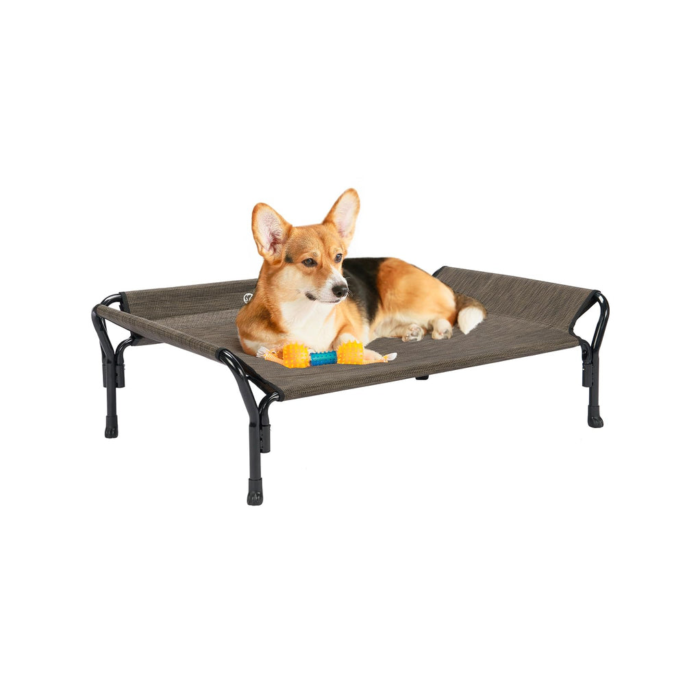 Veehoo medium elevated dog bed with guardrail for secure lounging indoors or outdoors