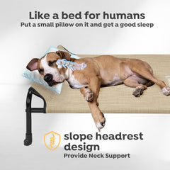 Veehoo headboard close-up highlighting neck support and security for pets.