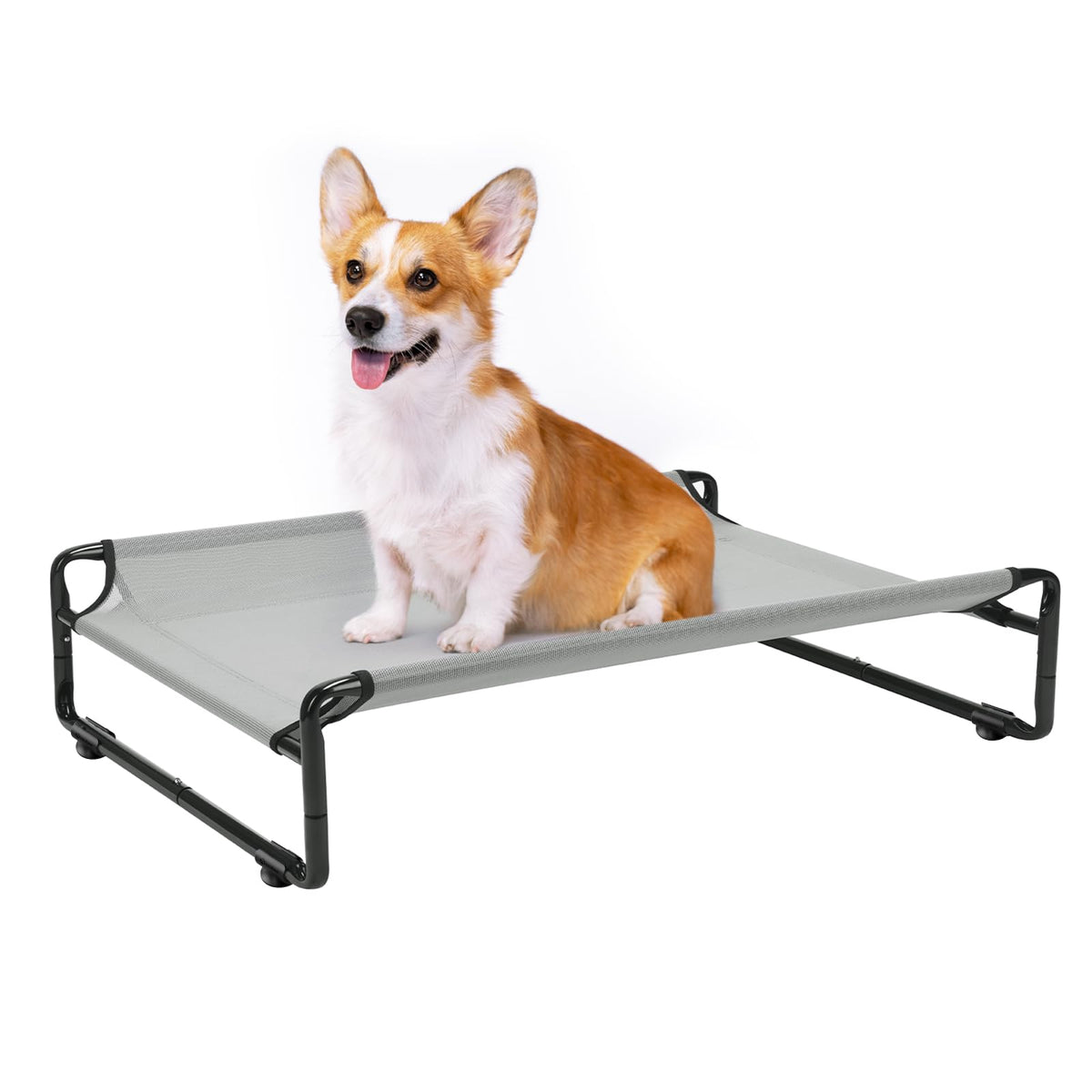 Veehoo Original outdoor elevated dog bed front view with sturdy frame for durable outdoor lounging