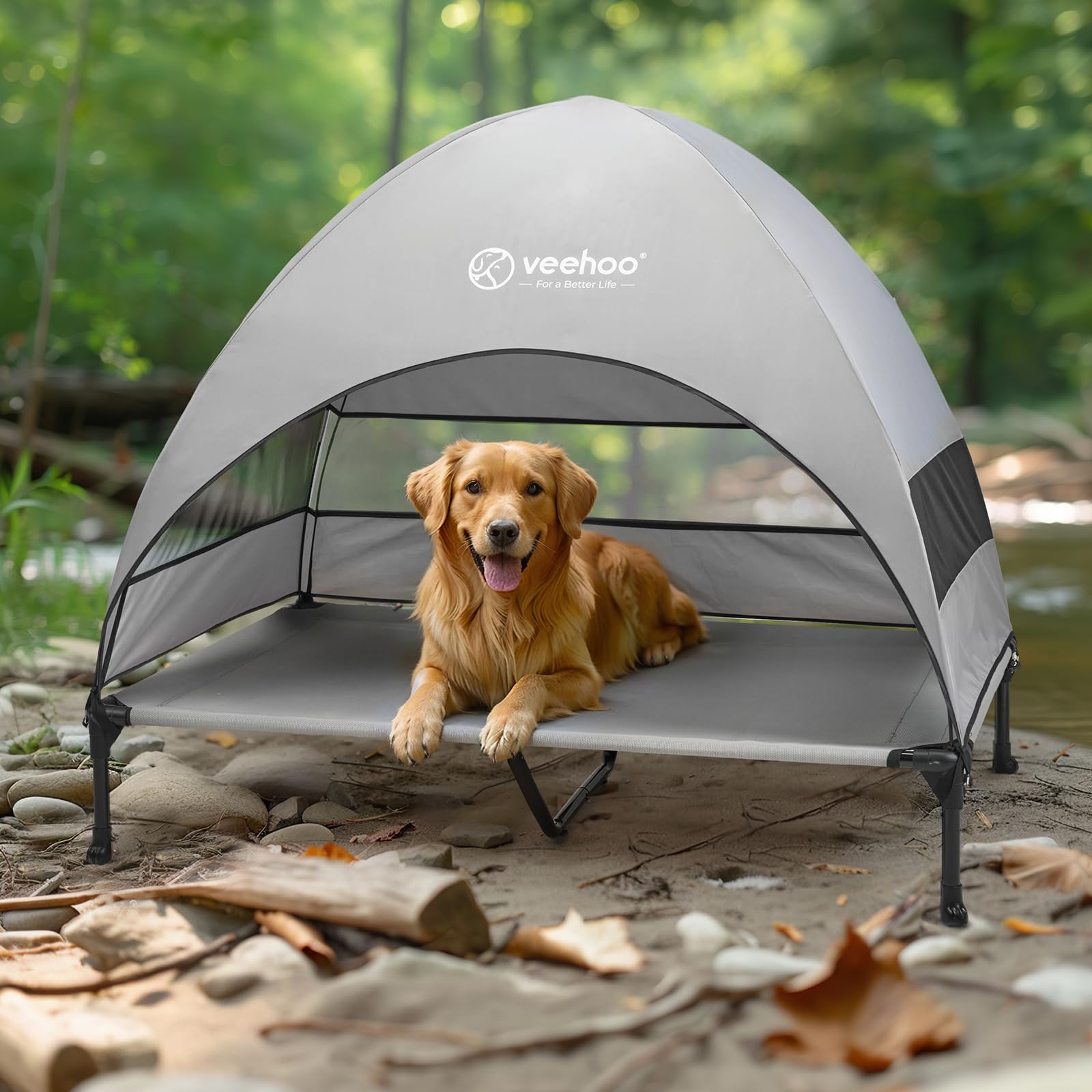 Veehoo easy plug-in setup with washable canopy simplifies outdoor adventures.