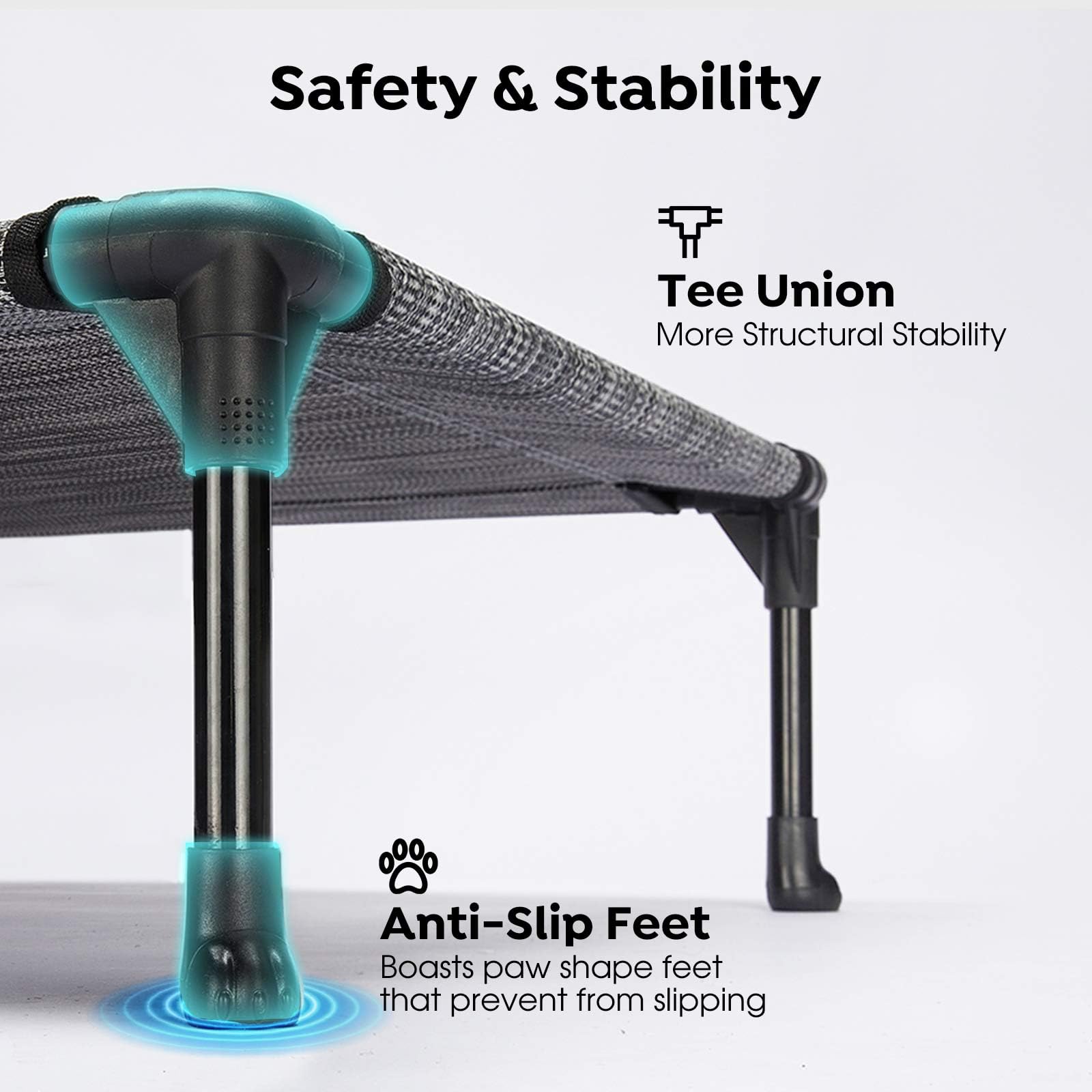 Veehoo frame and mesh illustrate sturdy three-way connector stability