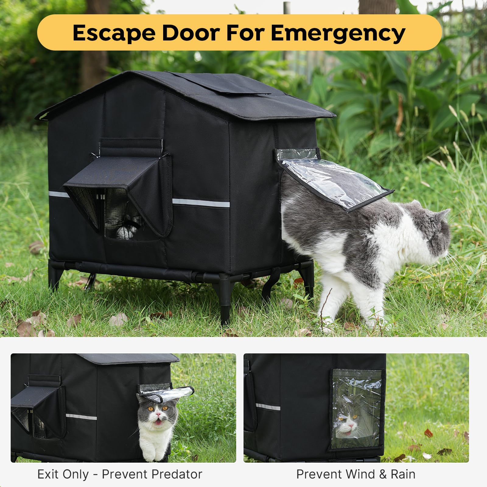 Veehoo elevated base keeps bedding dry and comfortable away from ground moisture.