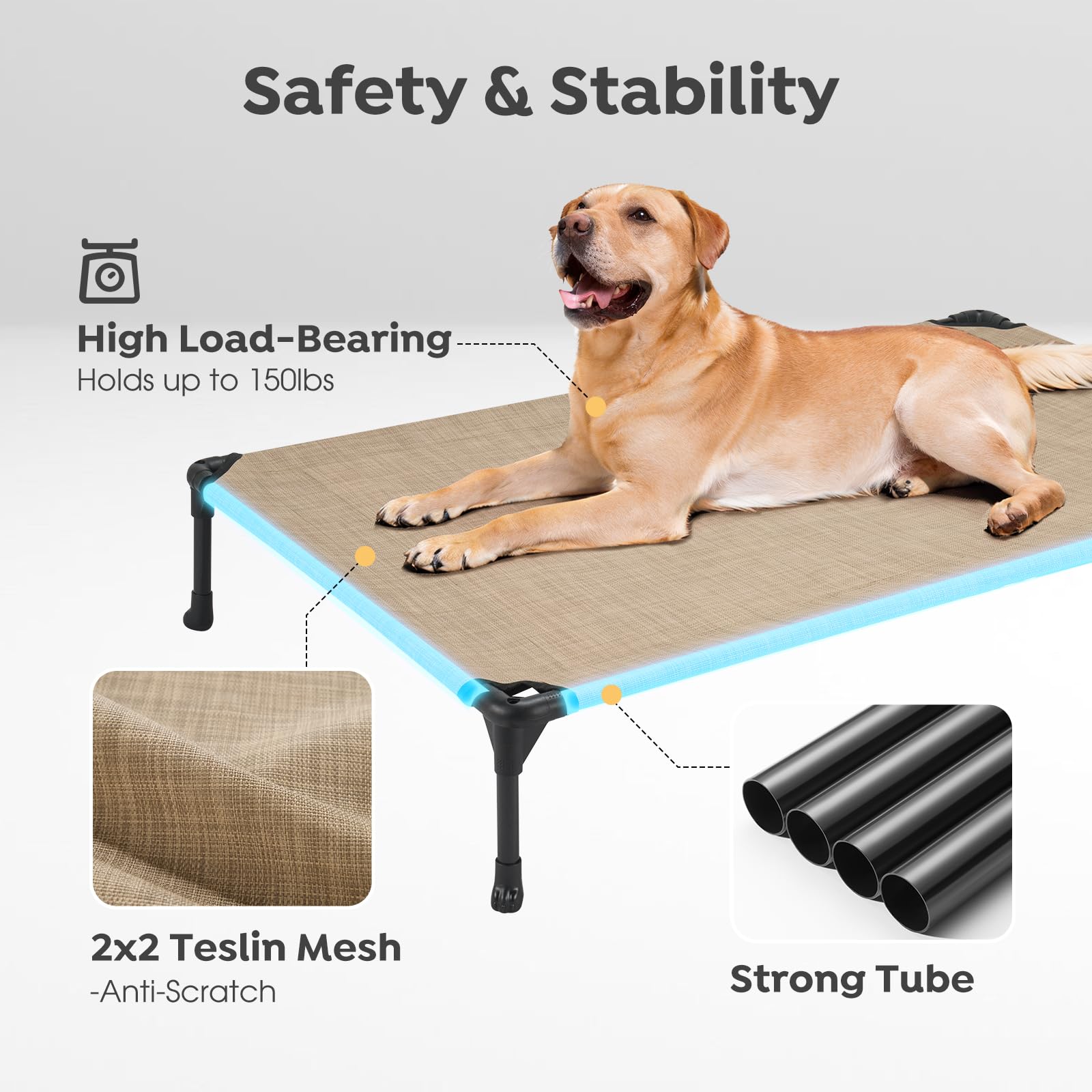 Veehoo durable frame with Textilene fabric supports long-lasting use.