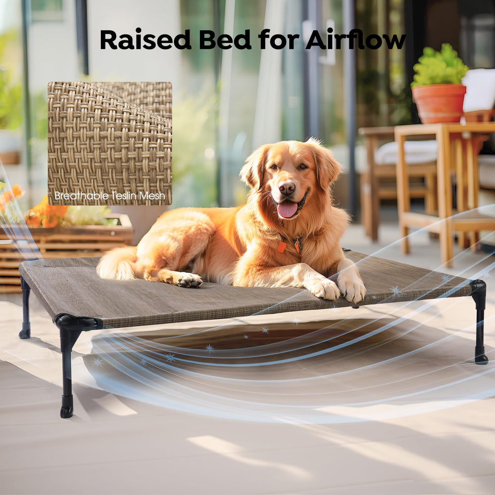 Veehoo no-slip feet keep the bed stable on wood or tile floors.