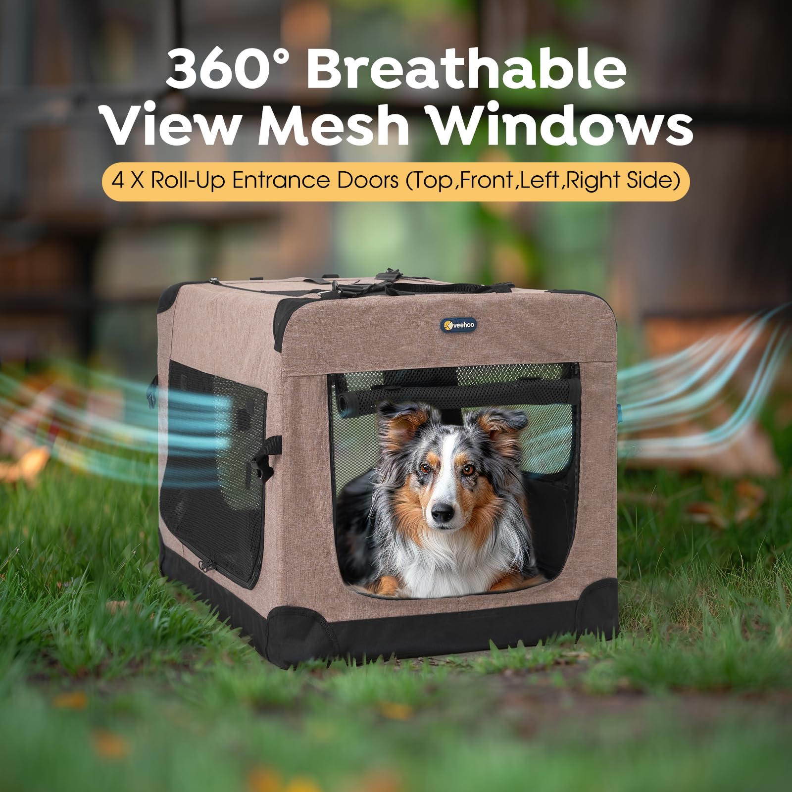 Veehoo crate mesh windows provide 360-degree ventilation for comfortable use