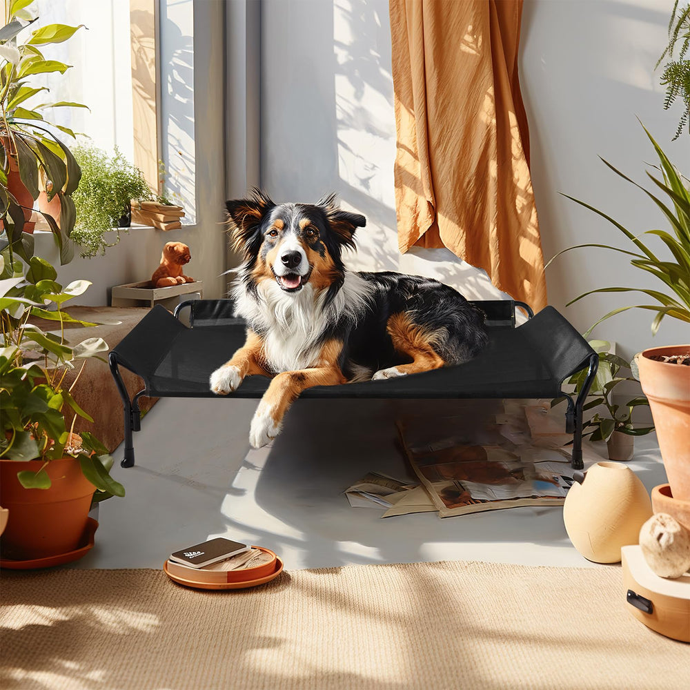 Veehoo 47x32 dog bed in sleeping pose conveys generous space