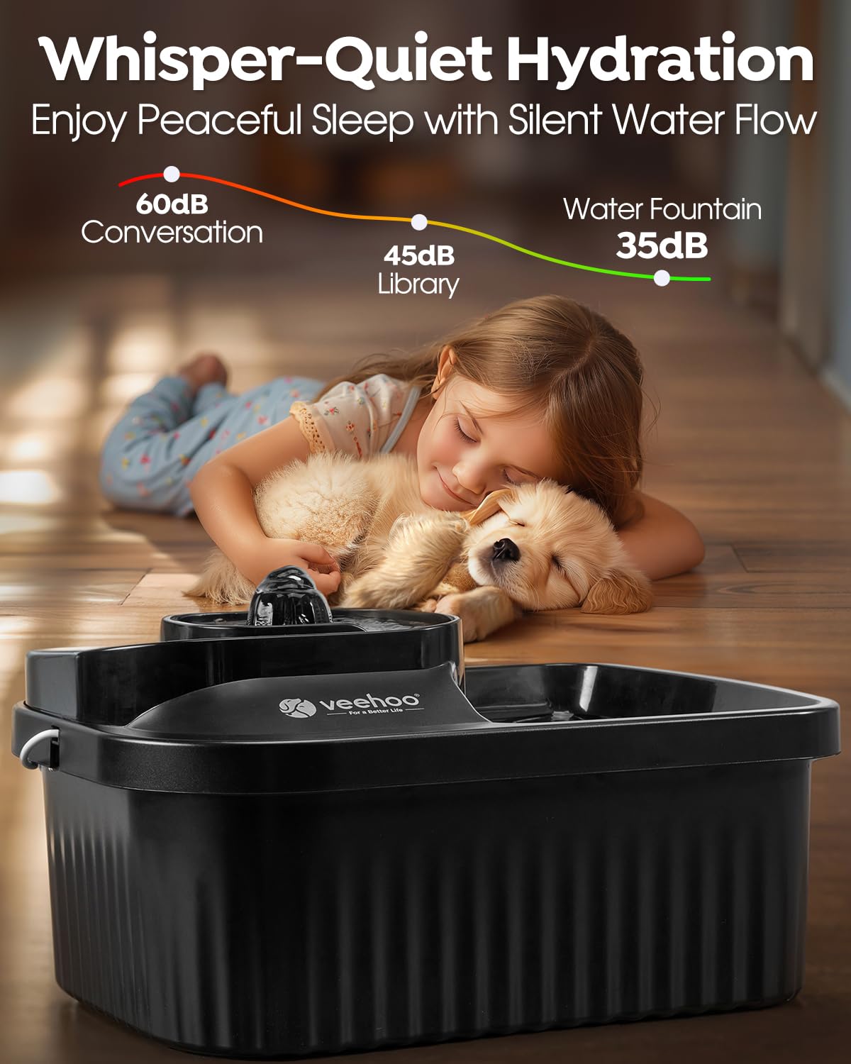 Veehoo includes 5 replacement filters for ongoing water purity and simple upkeep.