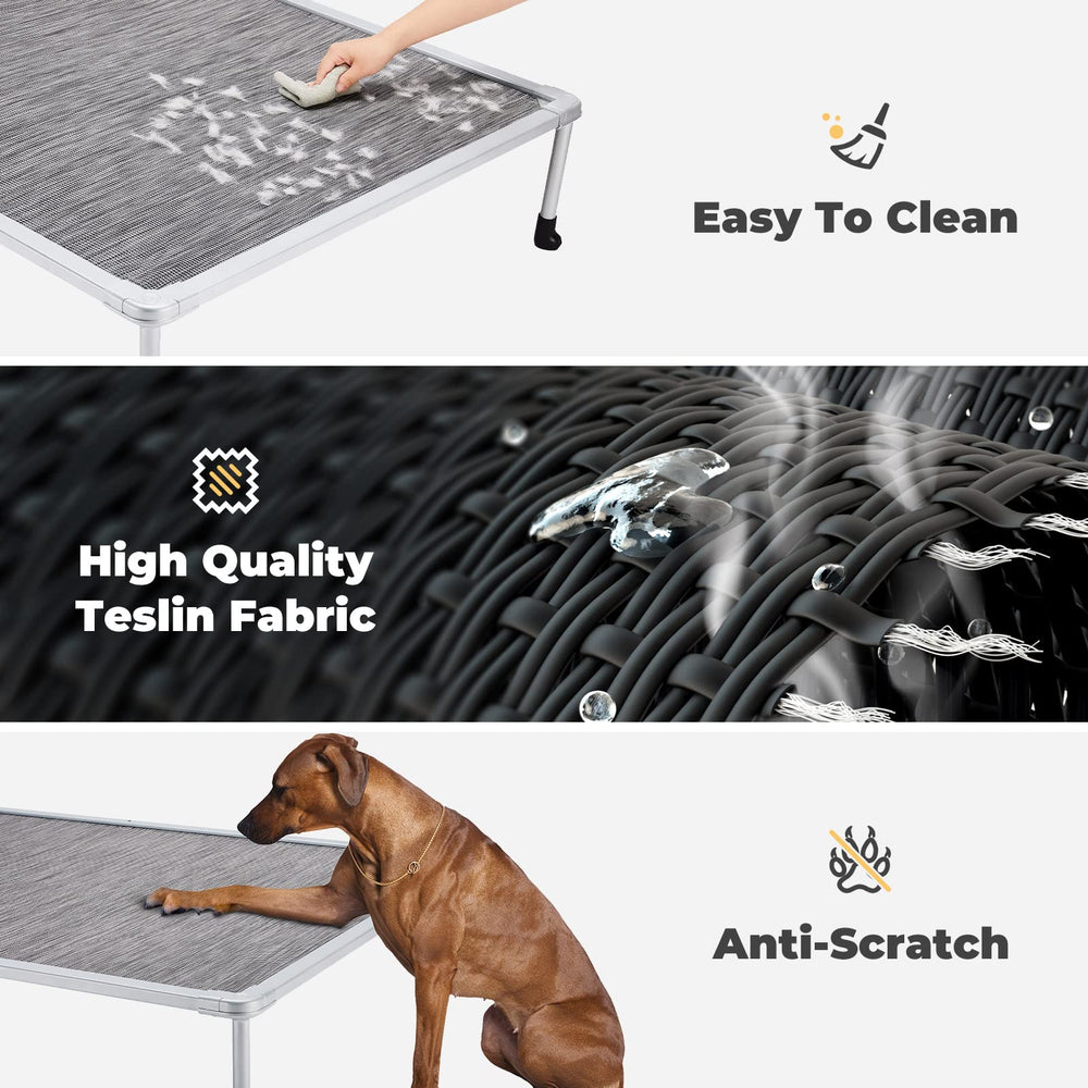 Veehoo breathable-mesh-dog-bed demonstrates dry, comfy lounging for dogs.