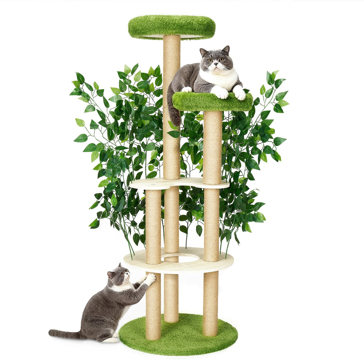Veehoo cat tree 61 tall during assembly, showcasing easy setup and solid base.