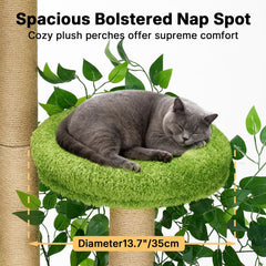 Veehoo cat tree sisal posts entice scratching and claw maintenance.
