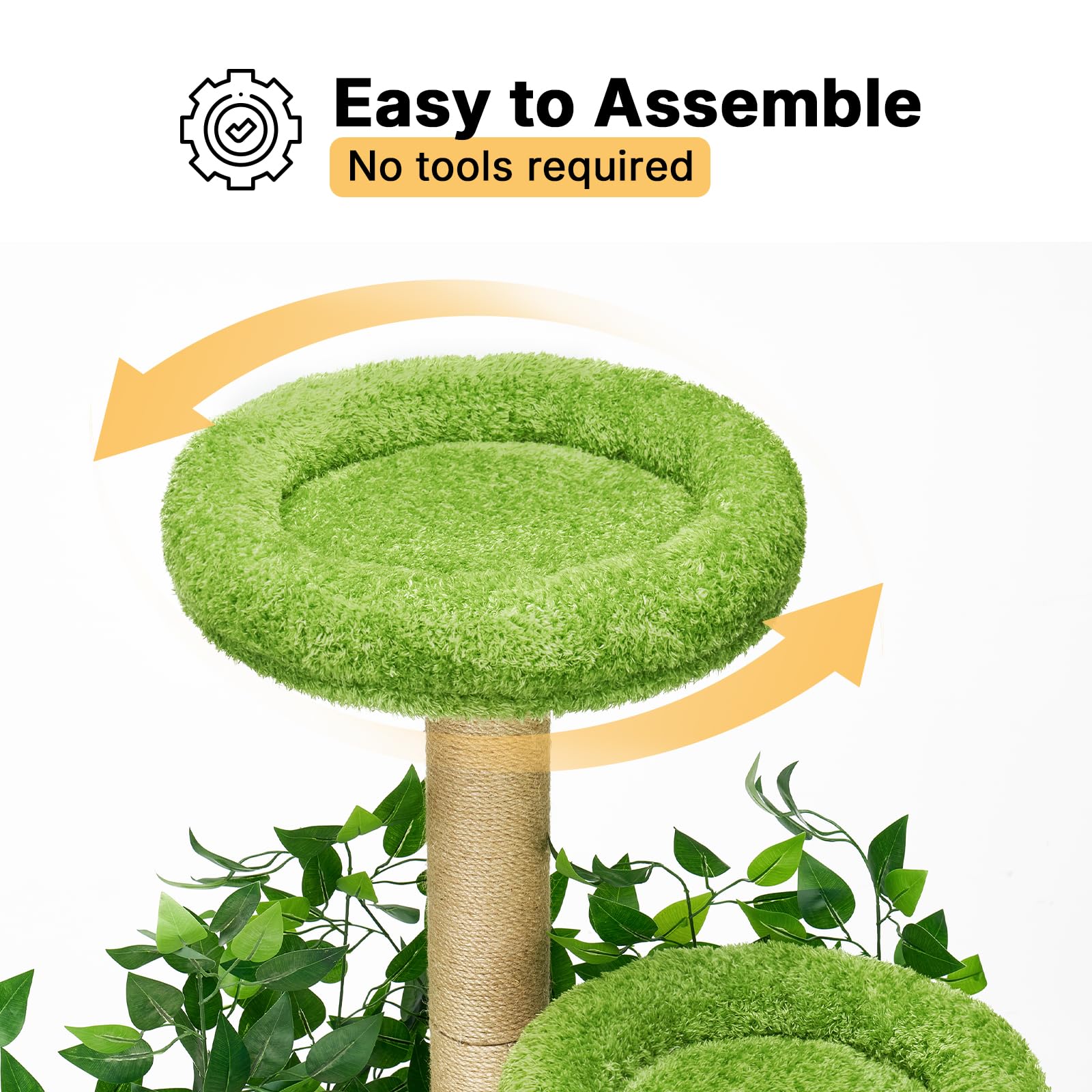 Veehoo cat tree sturdy base pillars ensure stable play and rest.