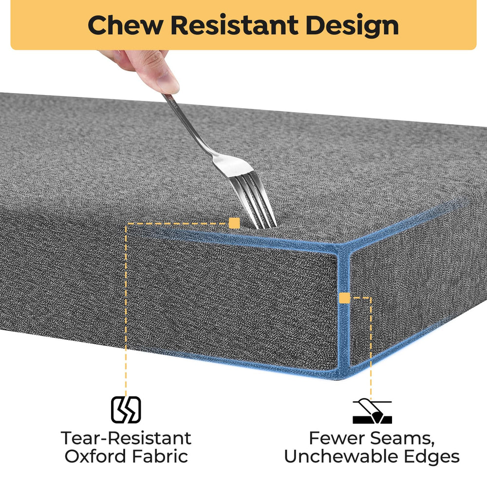 Veehoo dog bed hidden zipper underside protects seams from curious teeth.