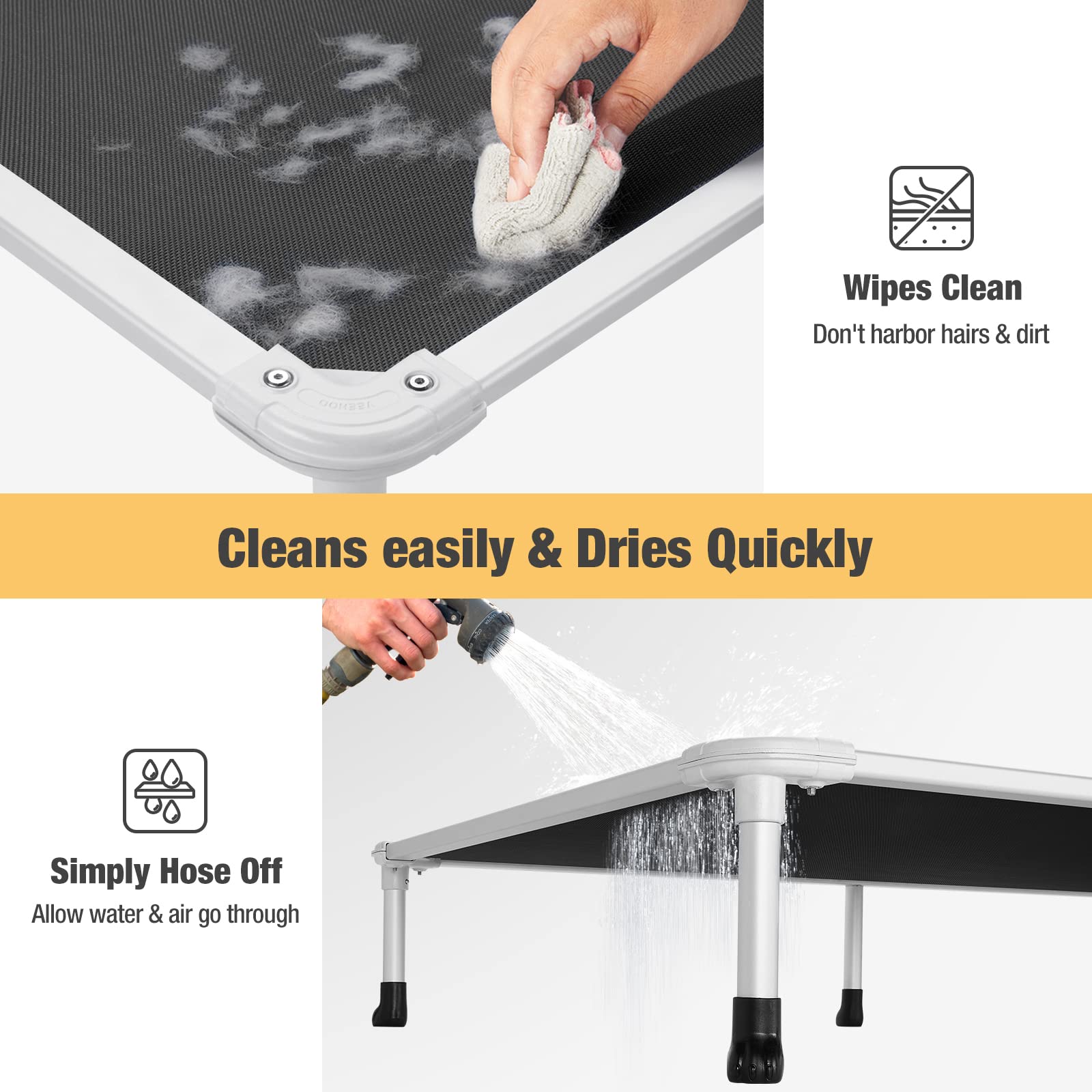Veehoo Chew Proof Elevated Dog Bed 150lbs capacity supports medium dogs securely.