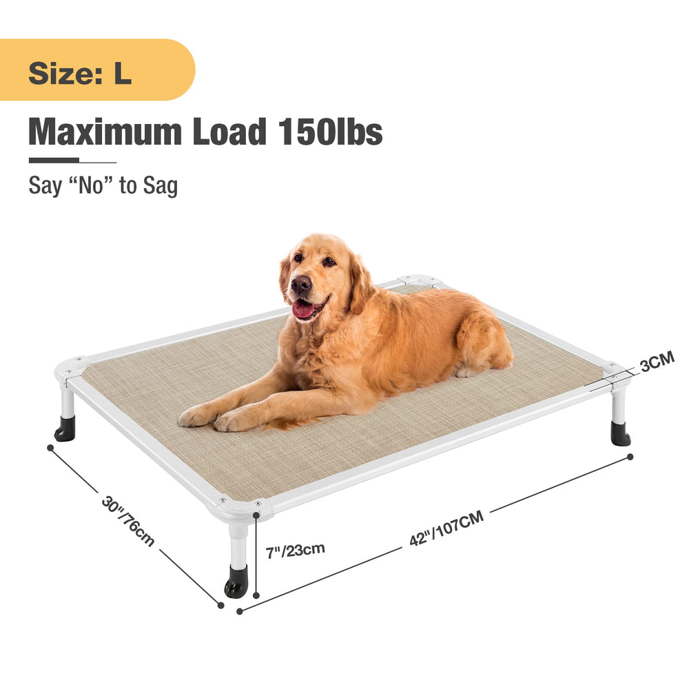 Veehoo chew-proof bed frame with 7-inch clearance reduces ground dampness and enhances airflow.