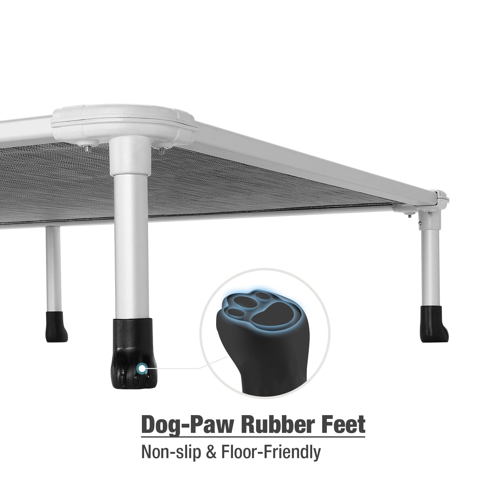 Veehoo Chew Proof Elevated Dog Bed 59x37 dimensions provide ample lounging space.