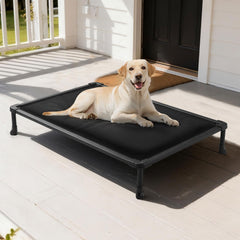 Veehoo chew-proof elevated dog bed shows a durable frame for long-lasting stability.