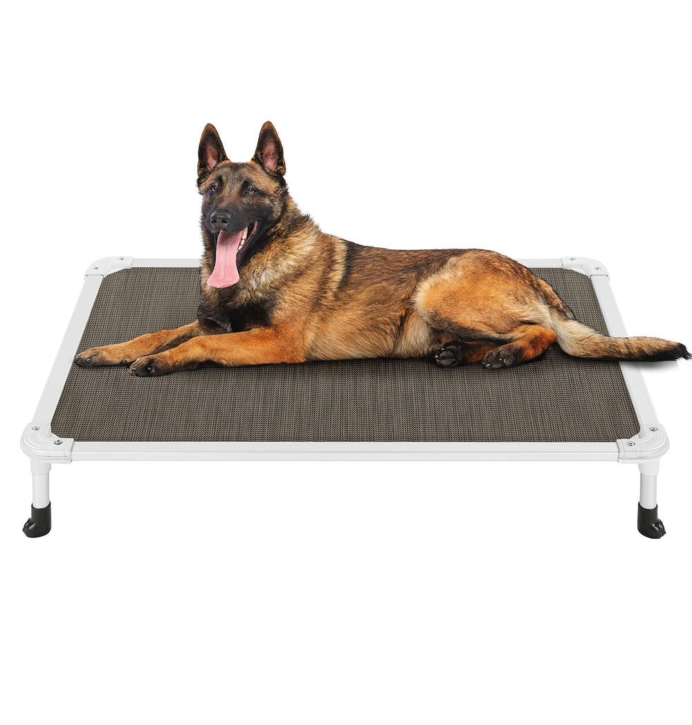 Veehoo chew-proof elevated dog bed frame offers sturdy support for lounging indoors or outdoors.