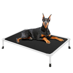 Veehoo chew-proof elevated dog bed frame for durable indoor-outdoor lounging.