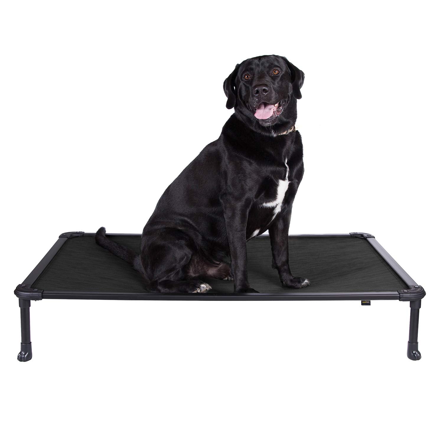 Veehoo chew-proof elevated dog bed frame provides durable indoor-outdoor support.