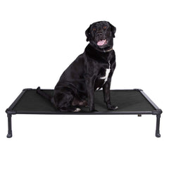 Veehoo chew-proof elevated dog bed frame provides durable indoor-outdoor support.