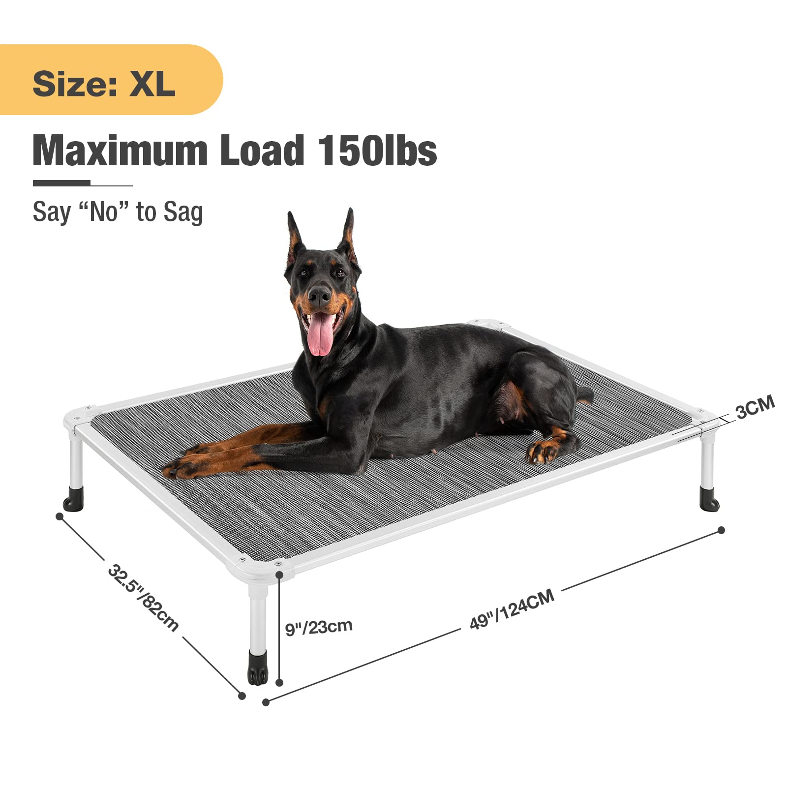 Veehoo chew-proof elevated bed with 9-inch clearance keeps pets dry.
