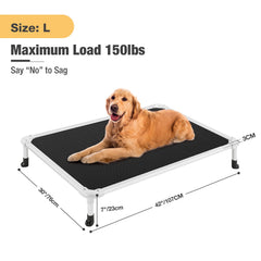 Veehoo elevated bed mesh panel highlights breathable Textilene fabric for cooler naps.